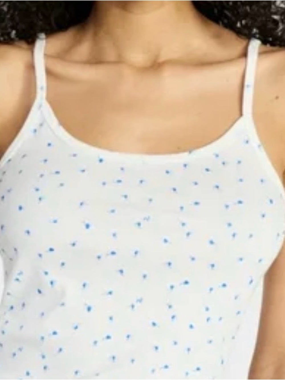 NWT No Boundaries White Scoop Cami with Small Blue Ditsy Floral Print M (8-10)